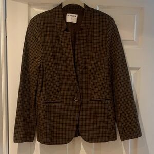 Old Navy Women's Checkered Blazer in Brown